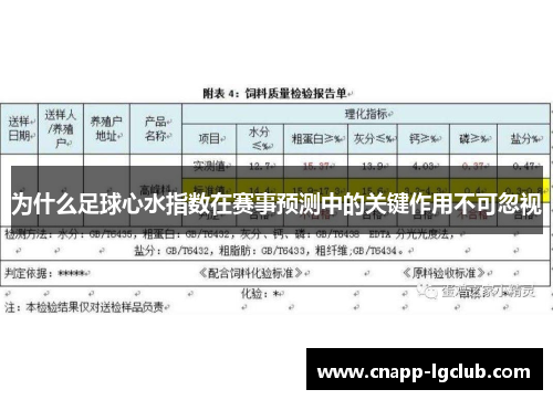 为什么足球心水指数在赛事预测中的关键作用不可忽视