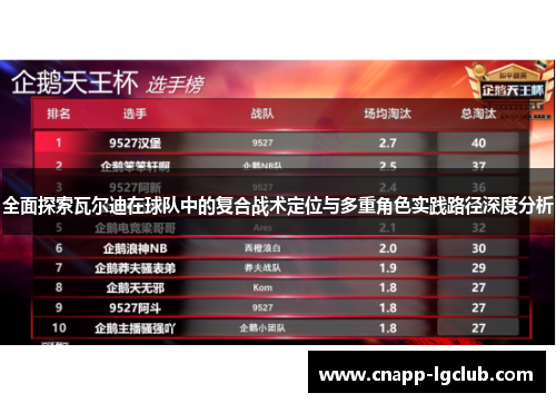 全面探索瓦尔迪在球队中的复合战术定位与多重角色实践路径深度分析